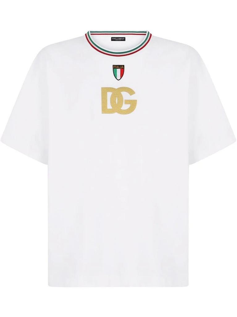 NA Logo print and contrasting collar white T-shirt