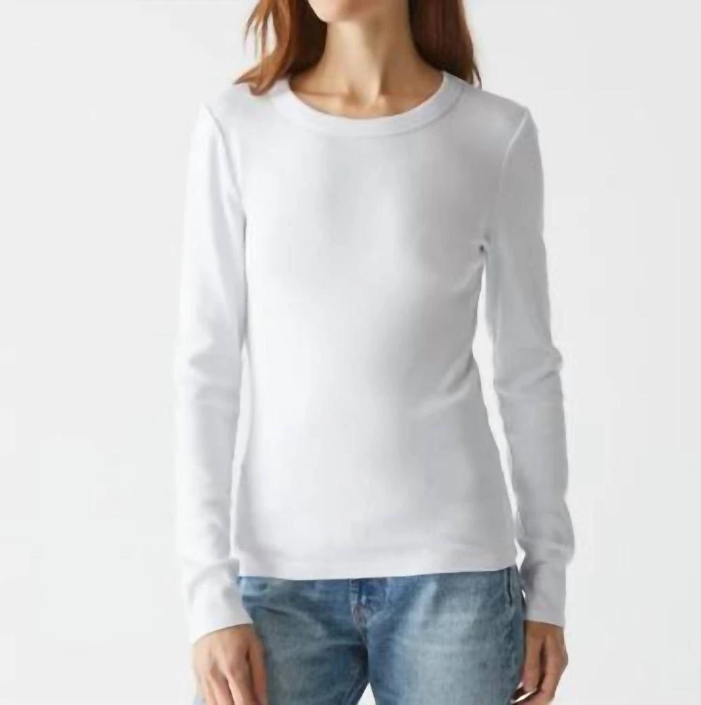 Michael Stars Long Sleeve Tee Top In White 1