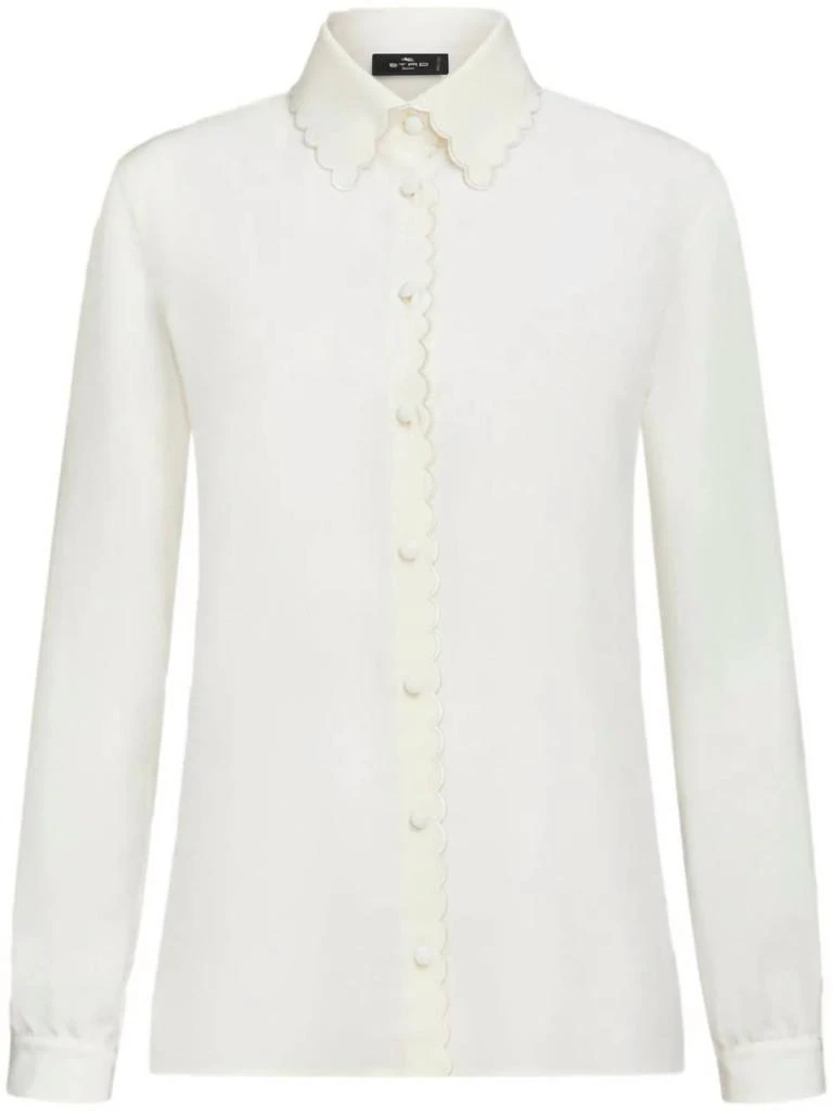 ETRO Scallop Detail Blouse In Ivory 1