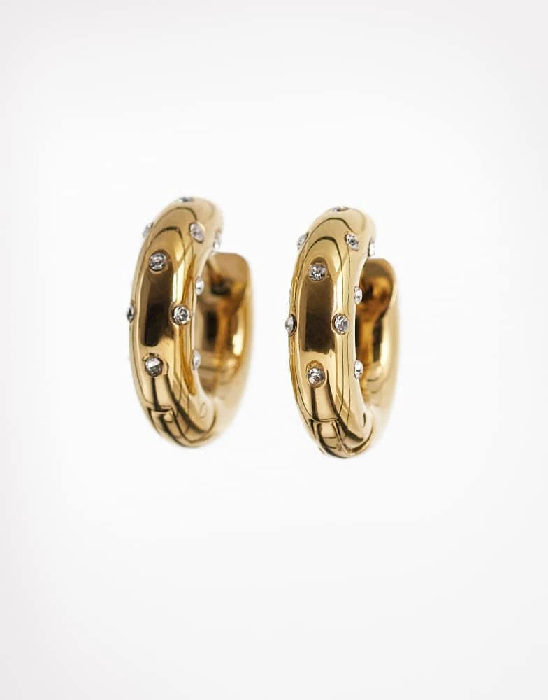 Abbott Lyon Abbott Lyon polka dot embellished hoop earrings in 18k plated stainless steel in gold