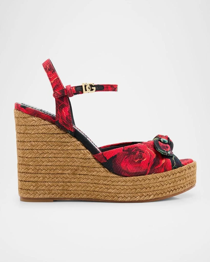 Dolce & Gabbana Lolita Floral Wedge Espadrille Sandals 1