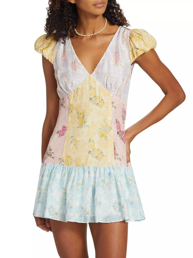 LOVESHACKFANCY Russ Patchwork Silk Minidress 3