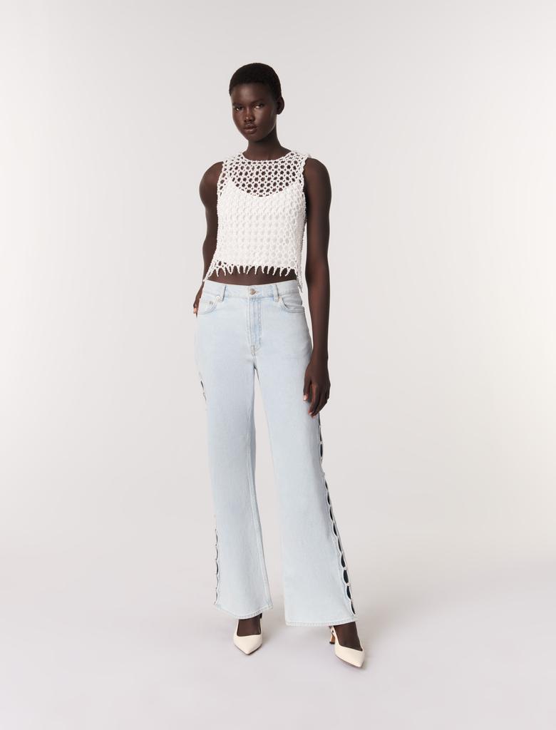 Maje Maje Woman's viscose Cropped sleeveless beaded top for Spring/Summer