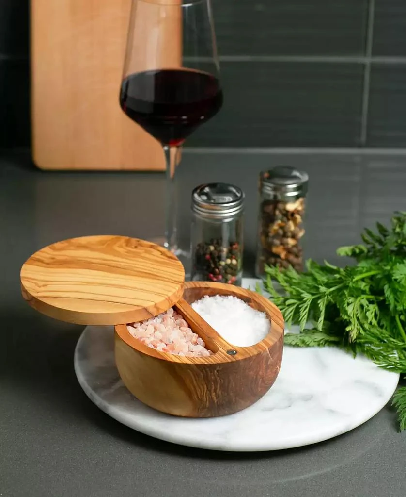 RSVP International Olive Wood 8 ounce Salt Box 7