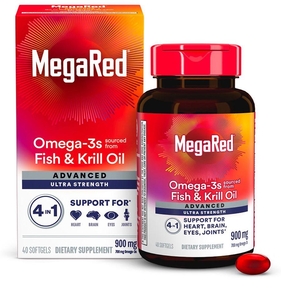 MegaRed Advanced 4 in1 500mg Omega-3 Fish + Krill Oil Supplement Softgel