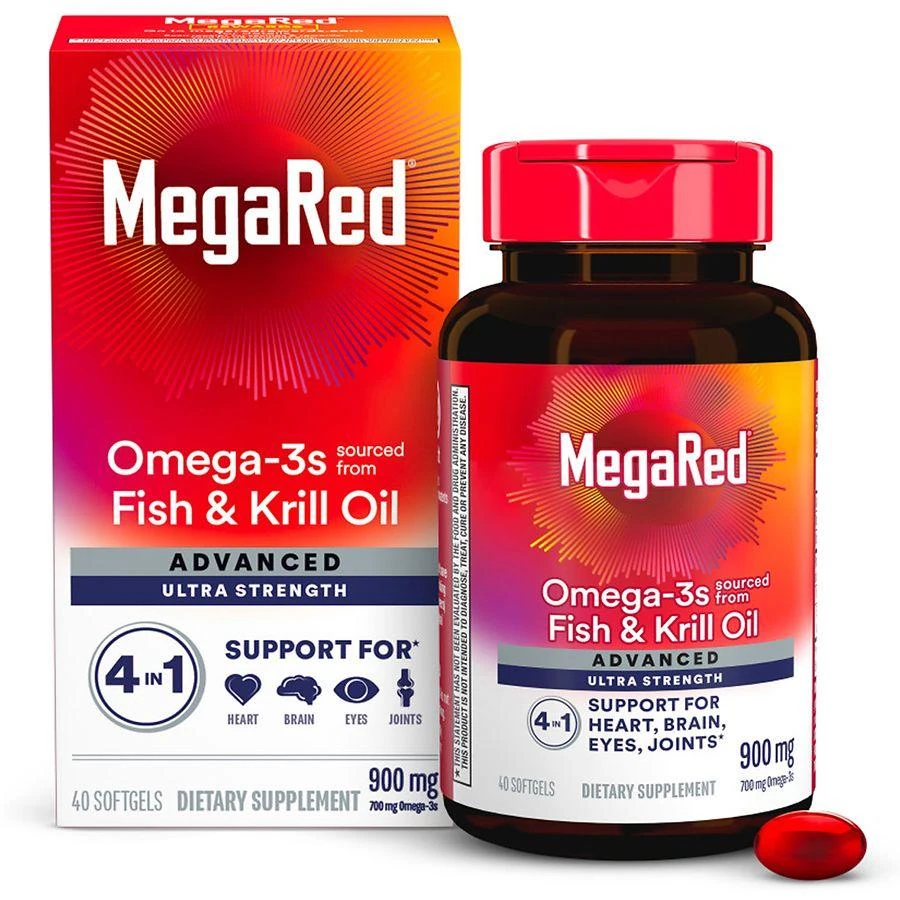 MegaRed Advanced 4 in1 500mg Omega-3 Fish + Krill Oil Supplement Softgel 1