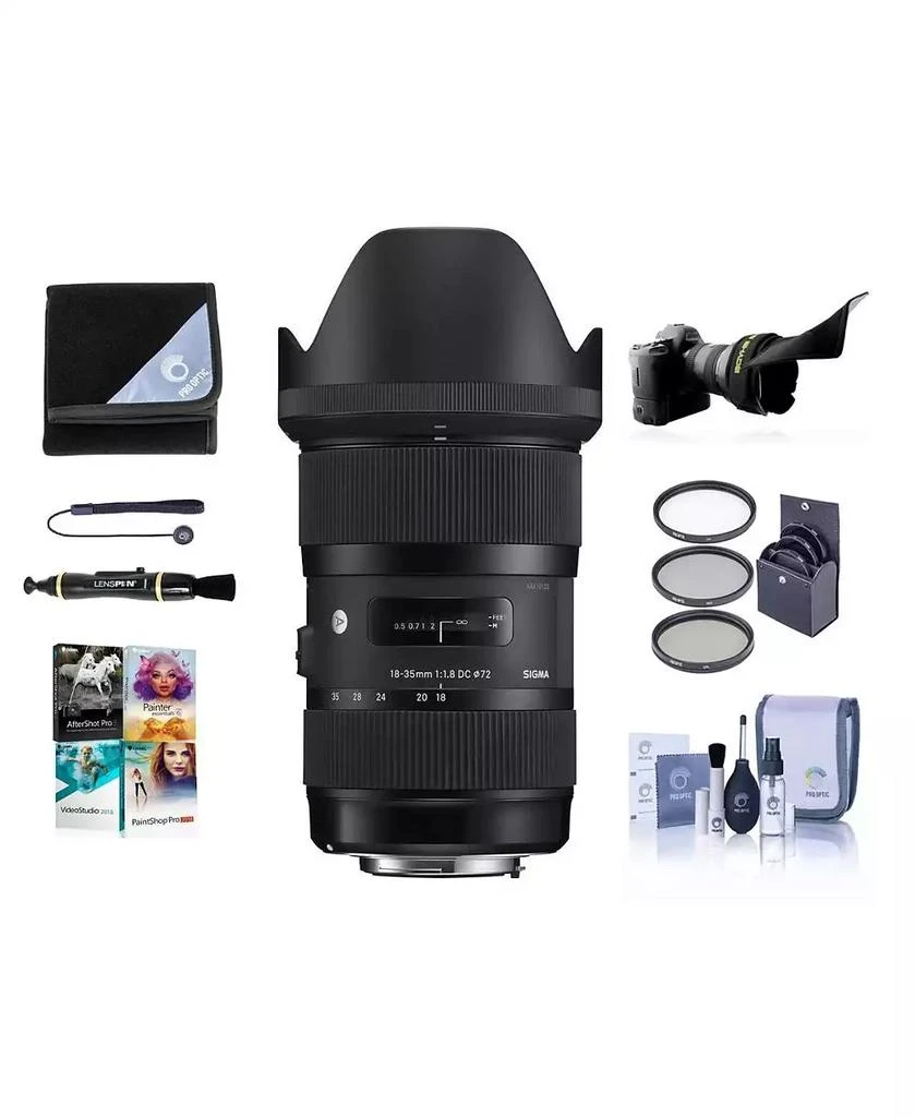 Sigma Beauty 18-35mm f/1.8 DC HSM ART Lens for Nikon F, Bundle with ProOptic 72mm Filter Kit, Flex Lens Shade, Cleaning Kit, Cap Tether, Lens Wrap, LensPen
