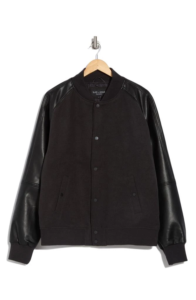Slate & Stone Faux Wool & Faux Leather Varsity Jacket 4
