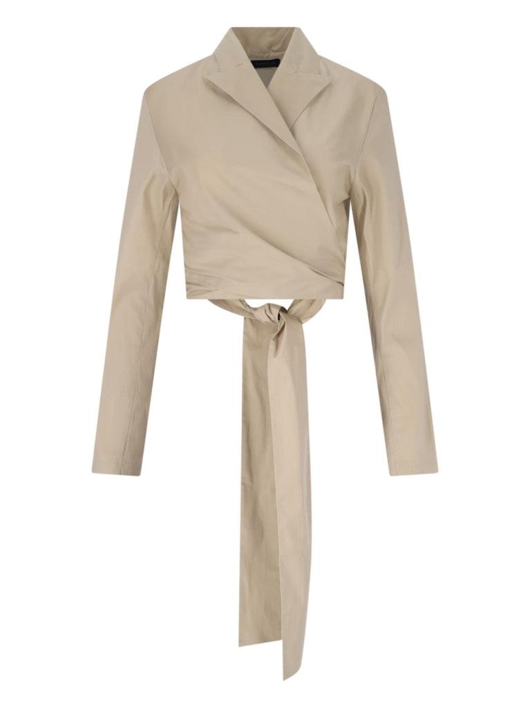 Eudon Choi Emil" Draped Crop Top – Beige