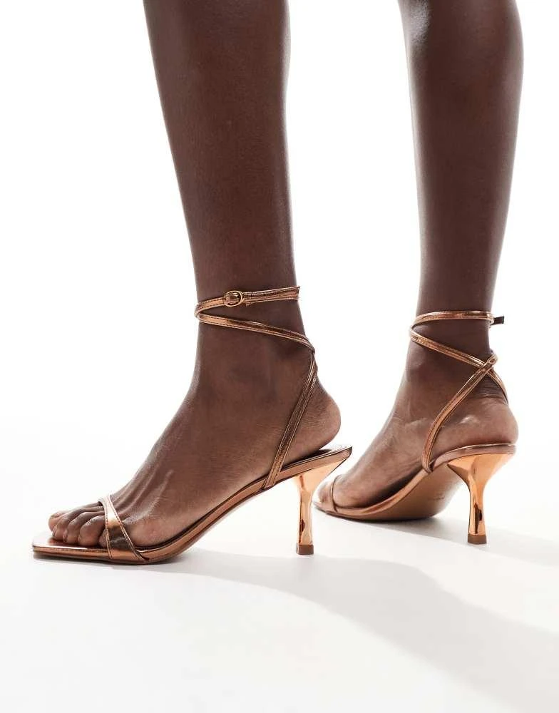 Mango Mango ankle wrap high heel in bronze 3