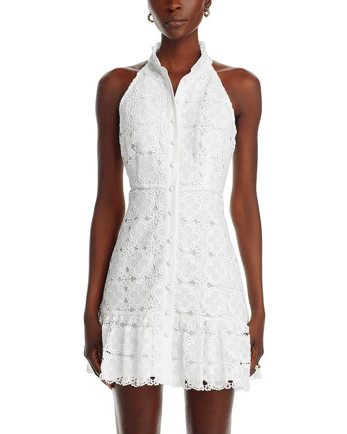 AQUA Lace Mini Shirt Dress - Exclusive 7