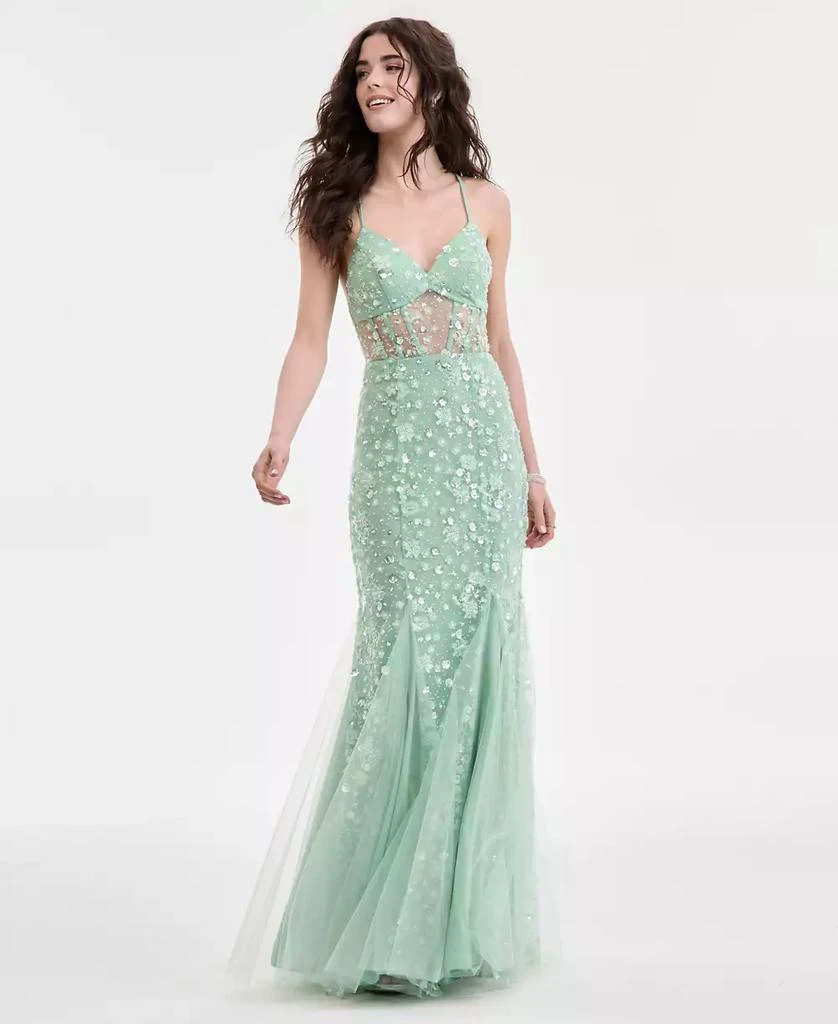 chinese dress ladies Mermaid Cold Shoulder Blue Sequins Long Prom Dress with Slit AB4051001   Anniebride