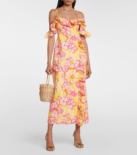 Alémais Fenella ruflled cotton midi dress