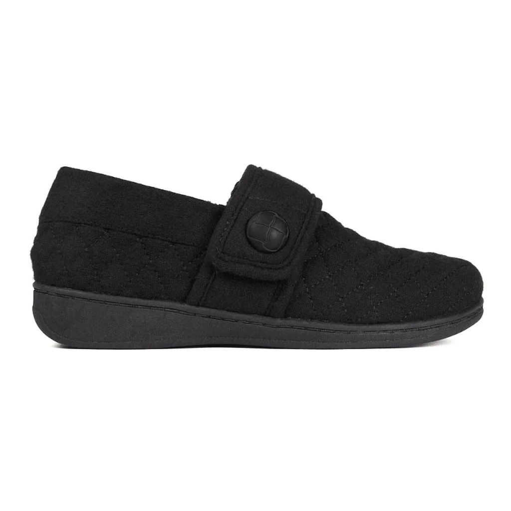 VIONIC Women's Jackie Flannel Slipper - Medium Width In Black 2