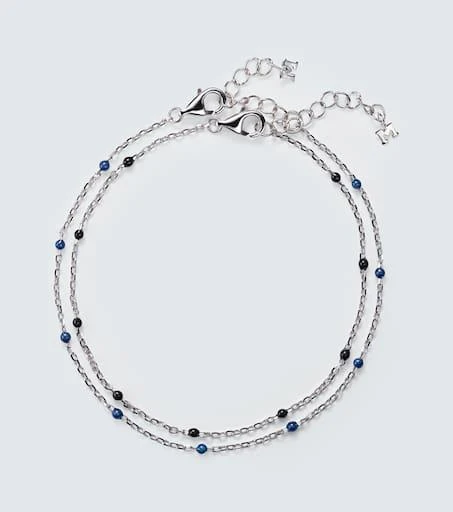 MATEO Set of 2 sterling silver and enamel chain bracelets