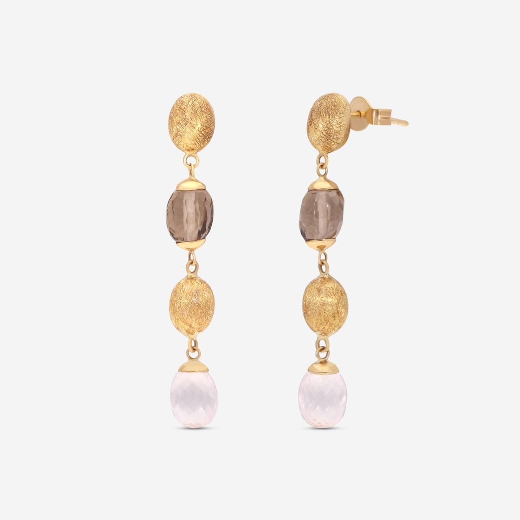 Nanis Nanis 18K Yellow Gold Rhodonite & Crystal Drop Earrings ON4-539