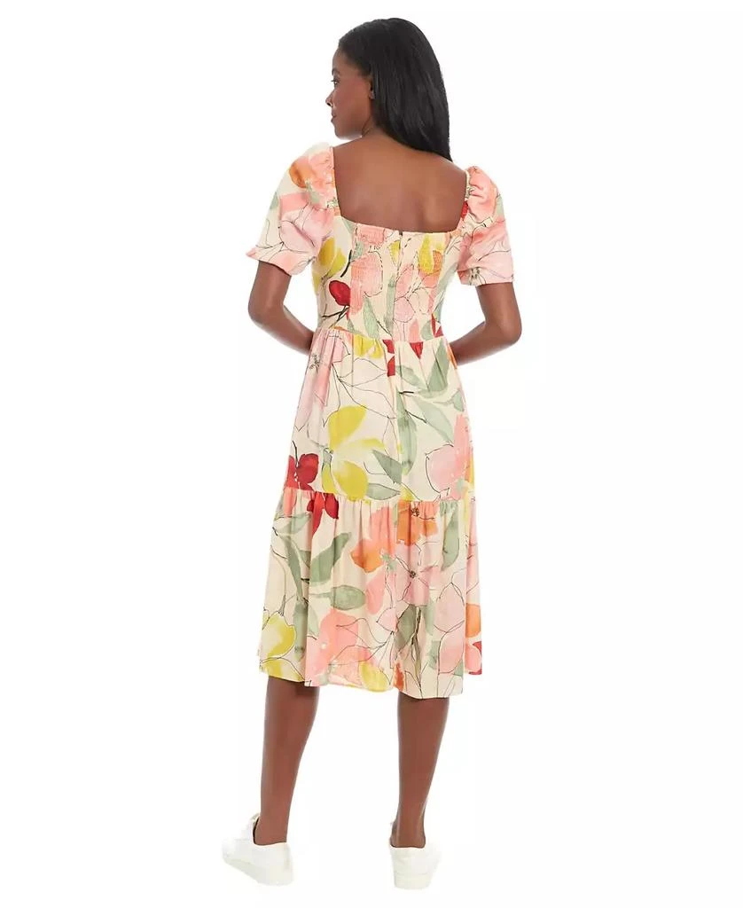 London Times Women's Floral-Print Square-Neck Puff Midi Dress 2