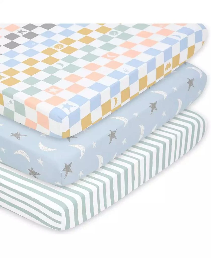 The Peanutshell Celestial Multi 3-Pack Fitted Playard Sheets