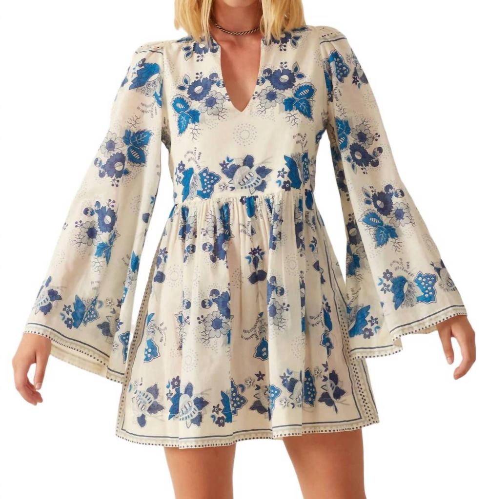 ALIX OF BOHEMIA Silvie China Panel Dress In Blue/royal