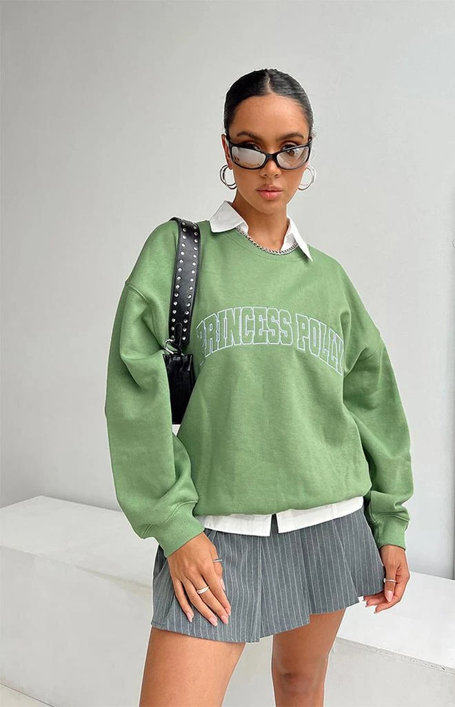 Princess Polly Green Crew Neck Sweatshirt 2