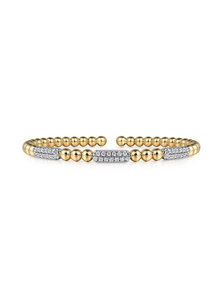 Gabriel 
Co Bujukan 14K White 
Yellow Gold 
0.75 TCW Diamond Station Cuff Bracelet