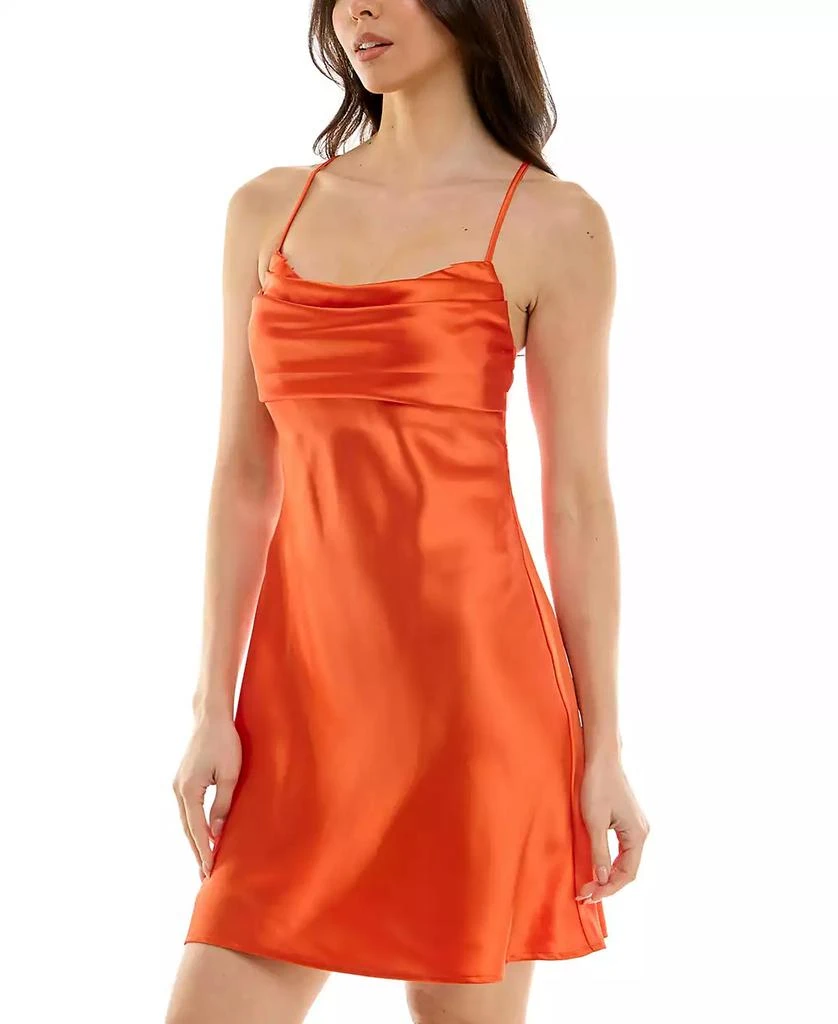 KATIA RAE Juniors' Gathered Satin Slip Mini Dress, Created for Macy's 3