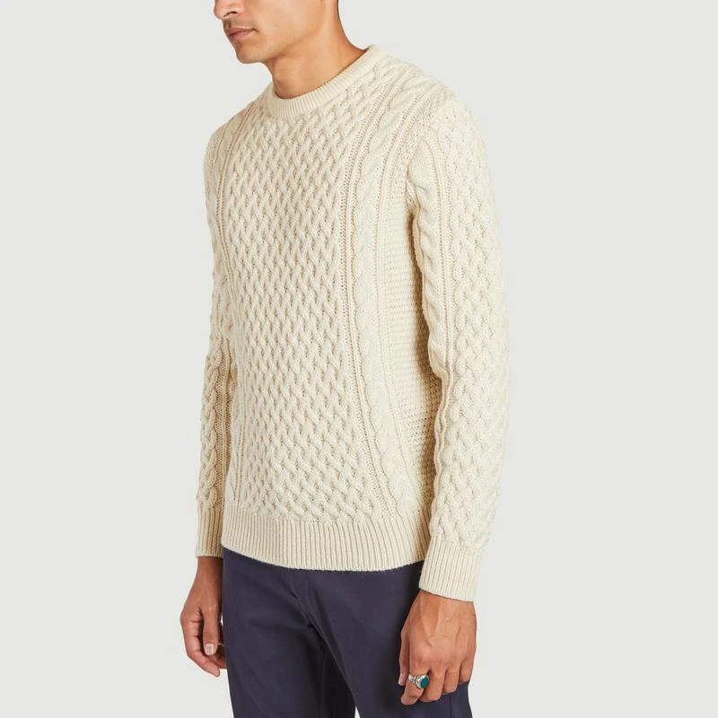 Sunspel Merino wool cable knit sweater Ecru SUNSPEL 2