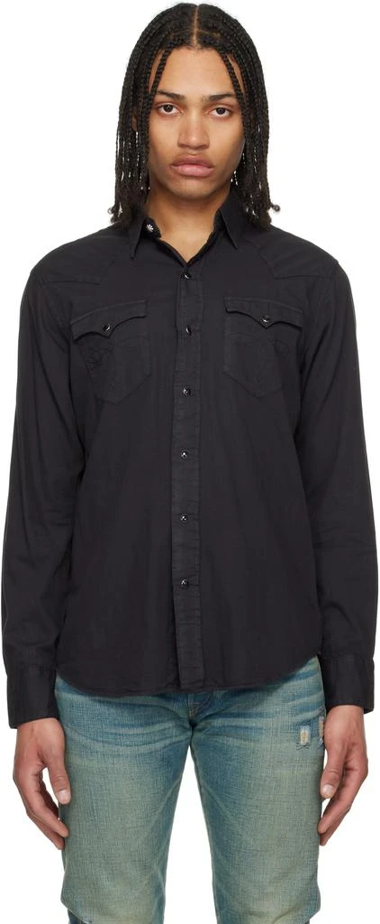 RRL Black Slim Fit Twill Western Shirt 1