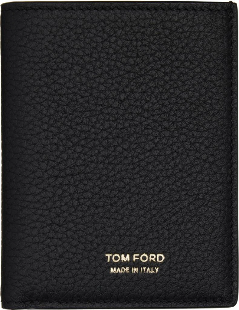 Tom Ford Black Soft Grain Leather T Line Card Holder