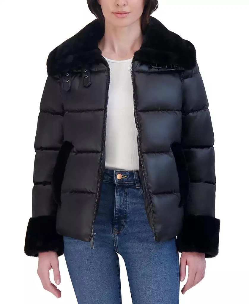 Laundry by Shelli Segal Women's Shine Faux-Fur-Trim Puffer Coat 4