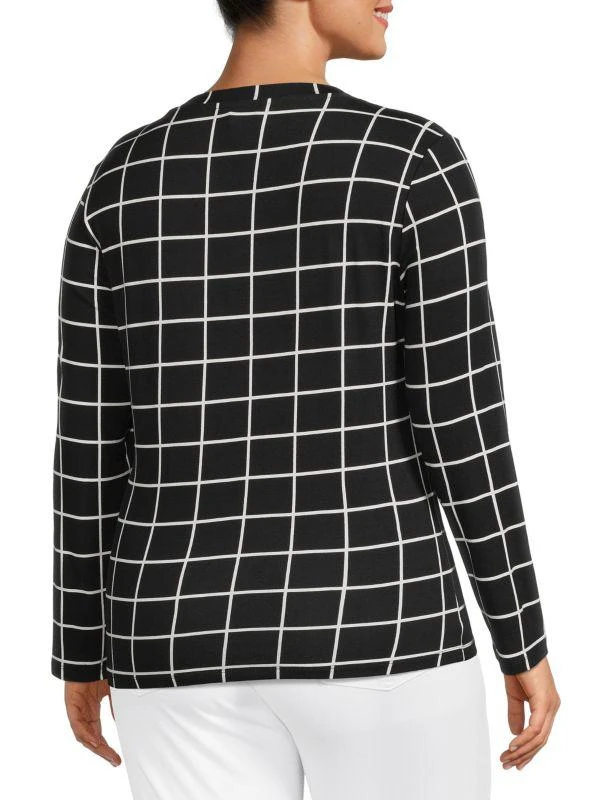 Cliché Plus Windowpane Long Sleeve Top 2