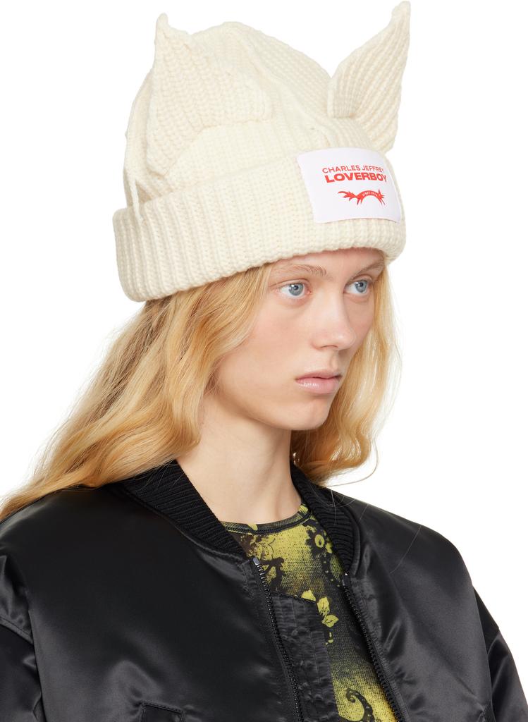 Charles Jeffrey Loverboy White Chunky Ears Beanie