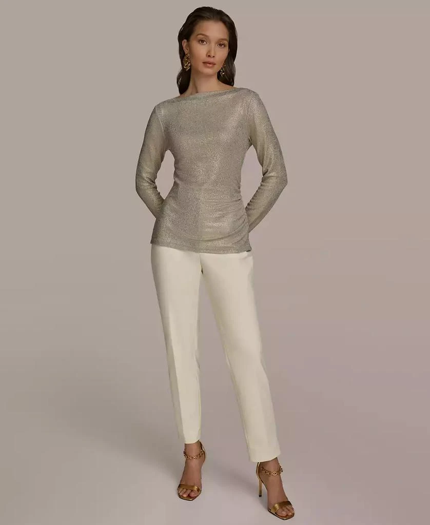 Donna Karan Women's Metallic Boat Neck Long-Sleeve Top 4