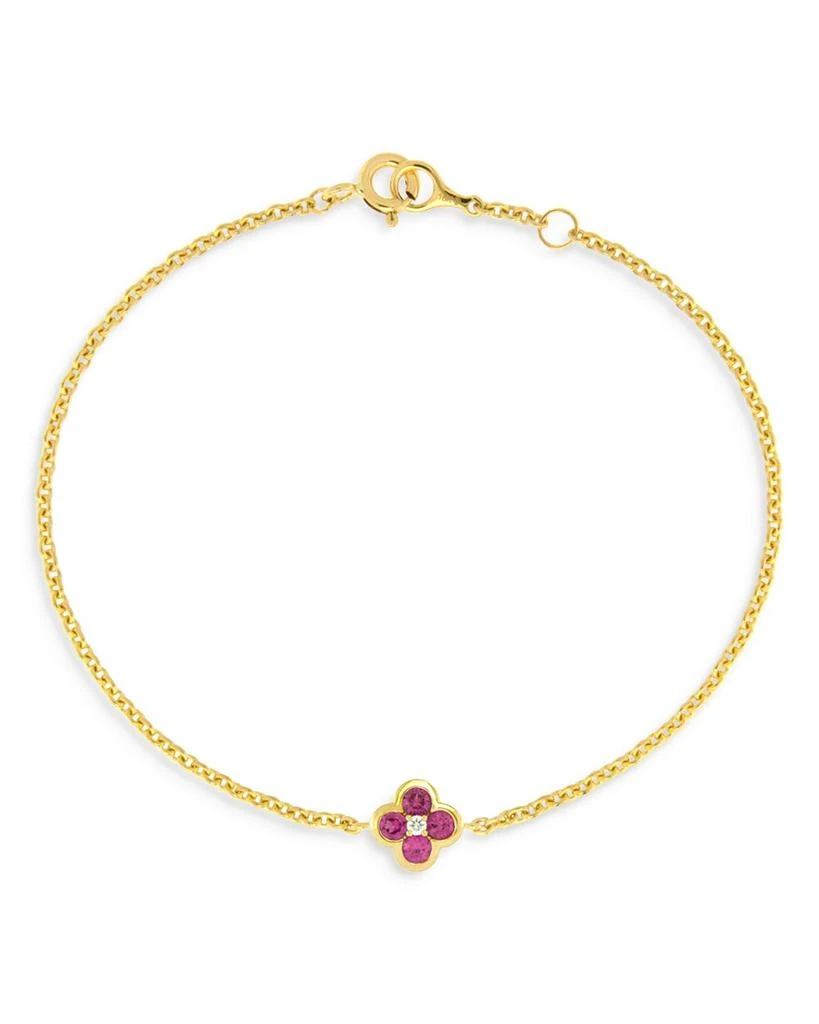 Bloomingdale
s Fine Collection Pink Sapphire 
Diamond Bezel Clover Chain Link Bracelet in 14K Yellow Gold 1