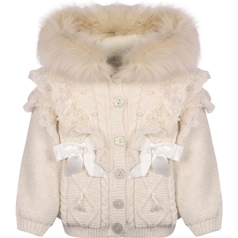 Caramelo Kids Furry hooded knit winter jacket 1