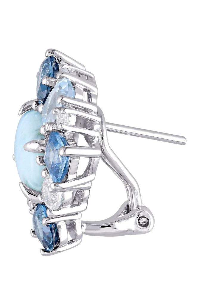 DELMAR Sterling Silver Larimar, London, Sky Blue 
White Topaz Cluster Earrings 4