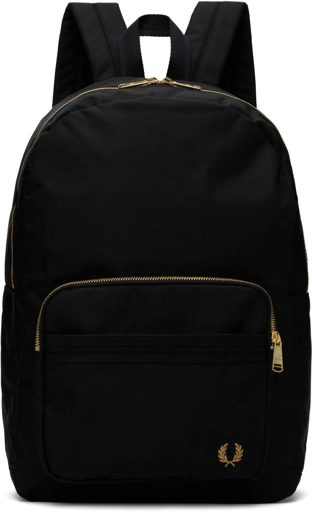 Fred Perry Black Textured Nylon Backpack 1