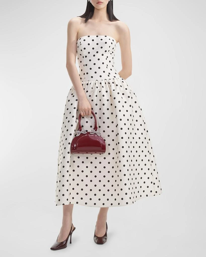 Self Portrait Strapless Polka Dot Taffeta Midi Dress 1
