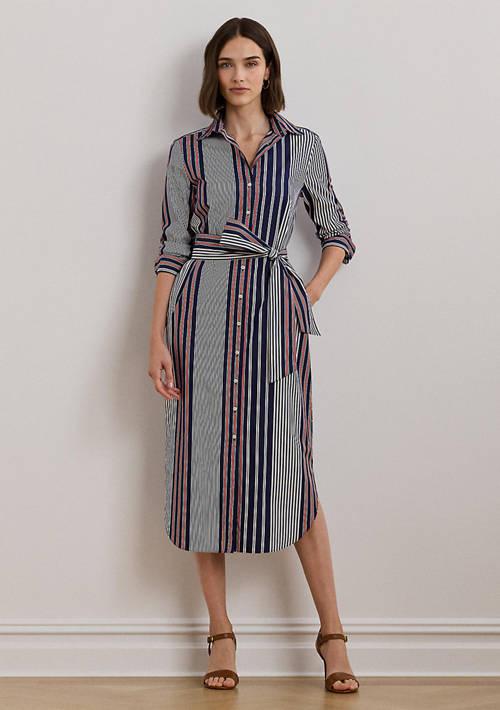 即発可 ラルフローレン Ela Belted Stripe Cotton Shirtdress Ralph Lauren Ela Belted Stripe Cotton Shirtdress - Dresses