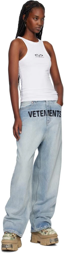 Vetements Blue Embroidered Logo Baggy Jeans 4