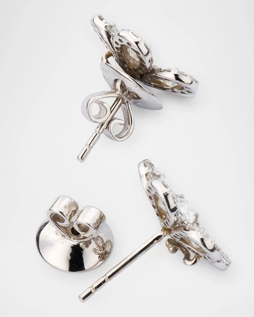 Piranesi 18K White Gold Classic Diamond Flower Earrings 4