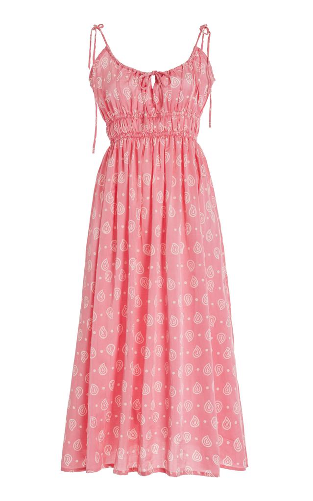 Cloe Cassandro Cloe Cassandro - Anita Shirred Silk-Cotton Midi Dress - Pink - S - Moda Operandi