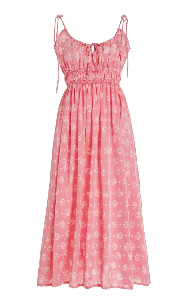Cloe Cassandro Cloe Cassandro - Anita Shirred Silk-Cotton Midi Dress - Pink - S - Moda Operandi 1