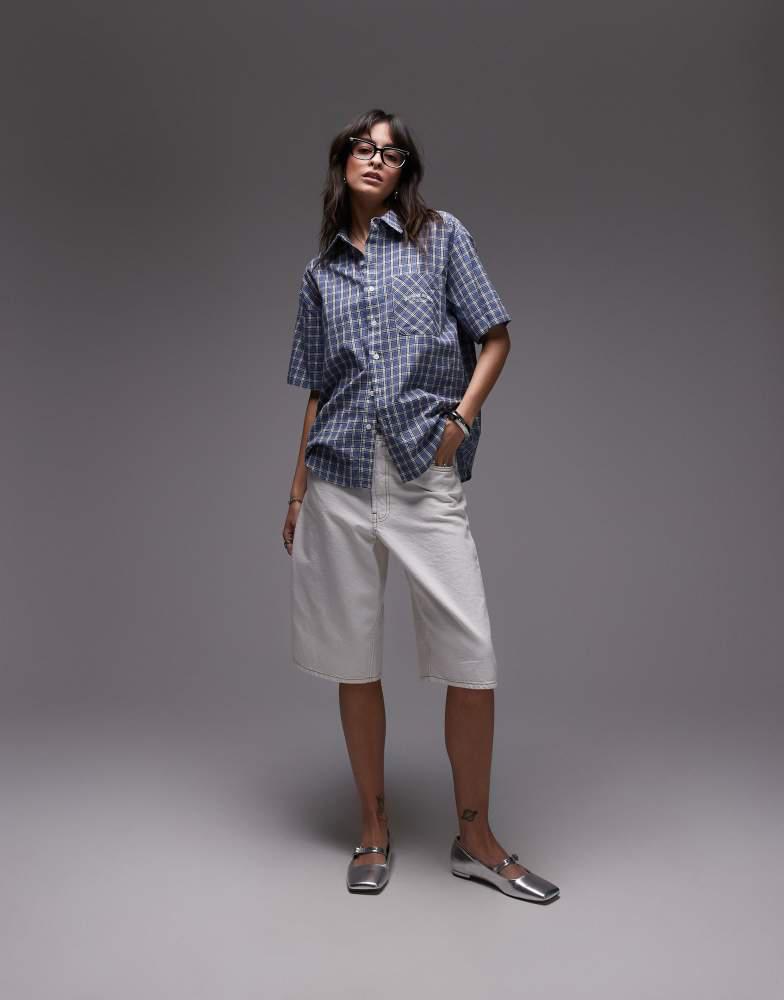 House Of Sunny House of Sunny grandad check button through shirt in multi
