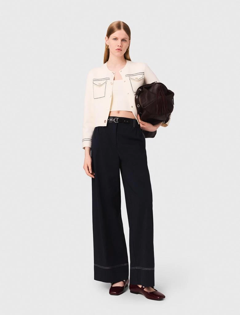 Maje Maje Woman's cotton Topstitched cropped cardigan for Fall/Winter 1