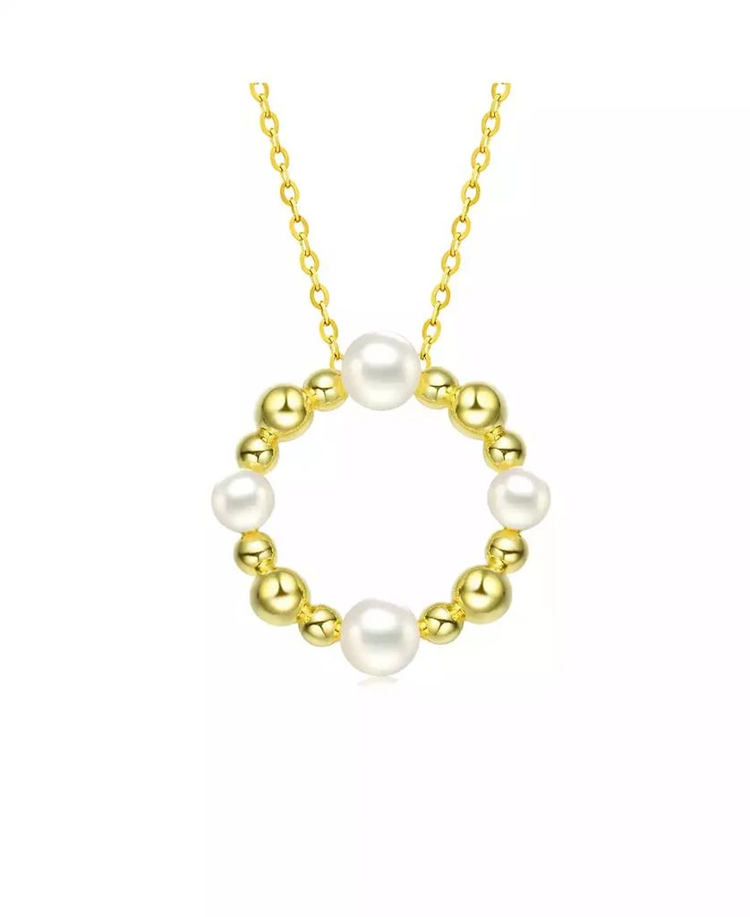 Genevive Sterling Silver 14K Gold Plated 4-5MM Fresh Water Pearl Round Pendant Necklace