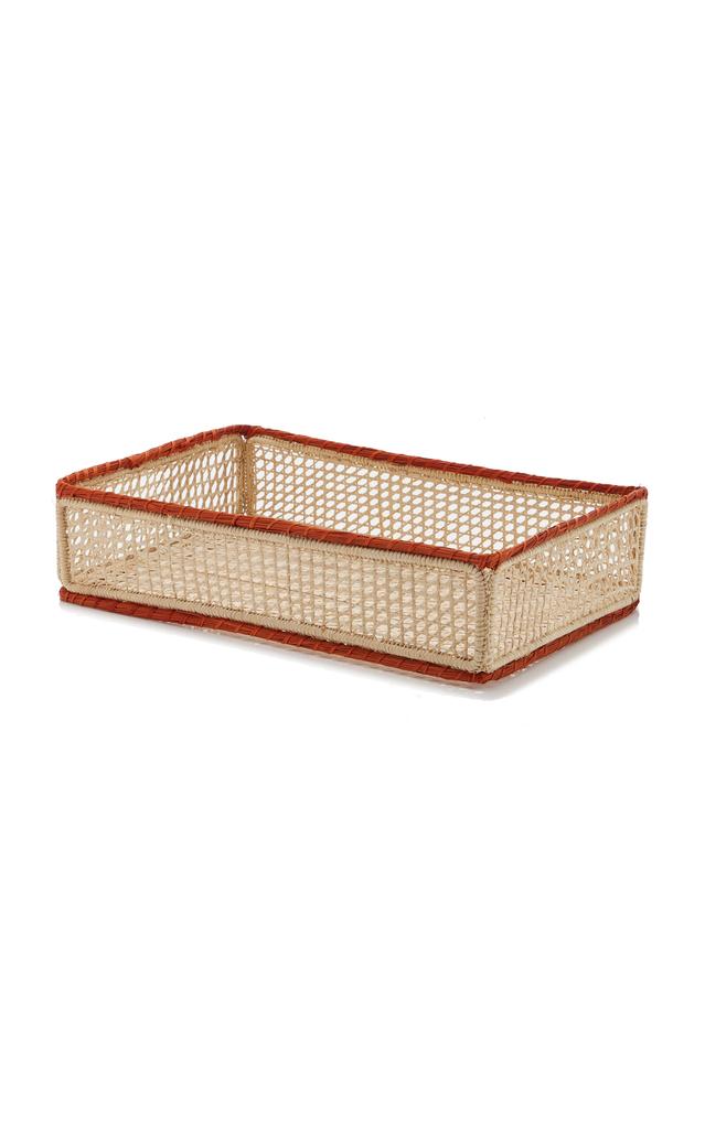 MoDA Moda Domus - Ojo Perdiz Large Raffia Tray - Orange - Moda Operandi