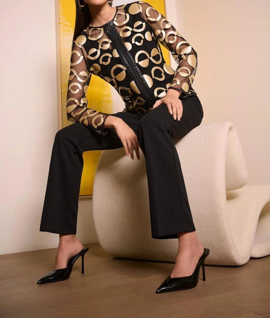 JOSEPH RIBKOFF Joseph Ribkoff - Geometric Faux Leather Mesh Jacket 6