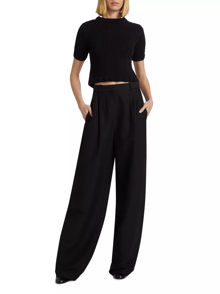 Co Wool-Blend Pleated Wide-Leg Trousers