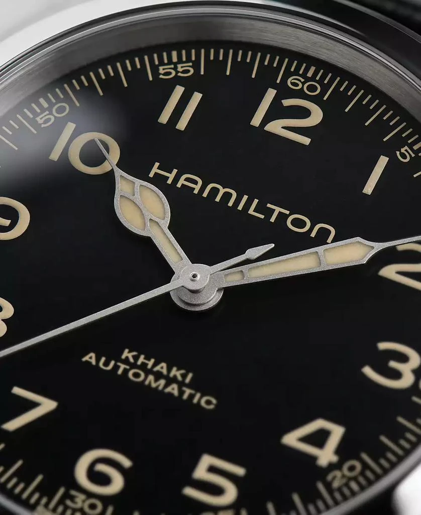 Hamilton Men's Swiss Automatic Khaki Field Murph Black Leather Strap Watch 38mm 4